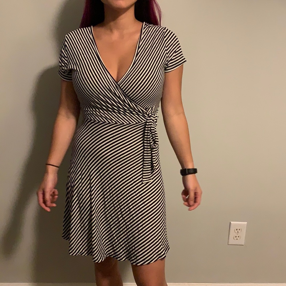 Striped wrap dress